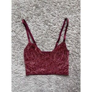 Free People Rose Velvet Bralette in Burgundy Size XS